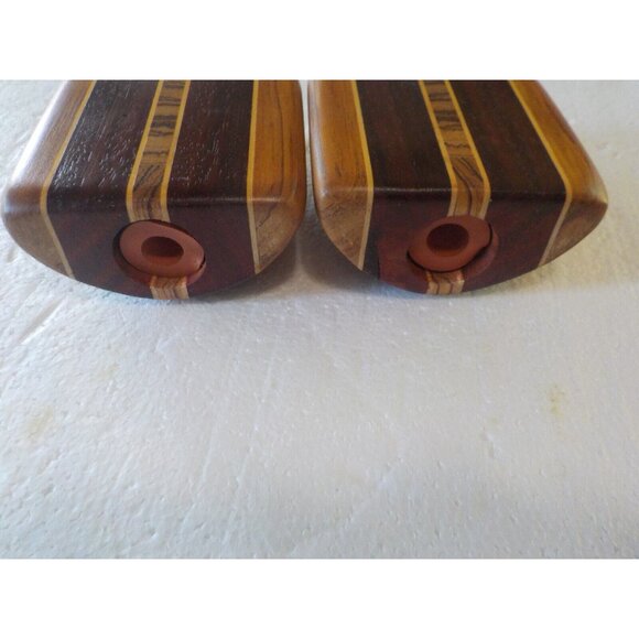 Vintage Midcentury Danish Modern Style Wood Salt Pepper Shaker Set 3 1/8 X 3 1/4 - Picture 4 of 5